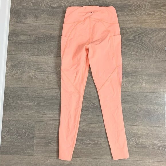 Titika Women’s Compress Mesh Leggings Cropped Orange Peach High Rise Waist XS - Picture 10 of 14